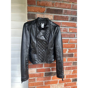 Women's MM Couture by Miss Me lamb Leather Jacket Black L